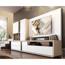 Wooden White Wall Mounted Tv Unit