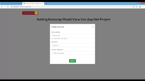 how to add bootstrap modal view in asp