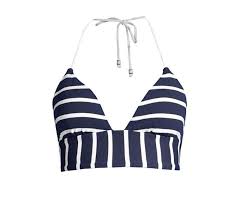 Navy White Striped Lace Up Back Top