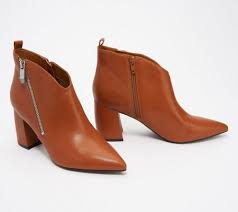 Marc Fisher Leather Booties With Zipper Detail Retta Qvc Com