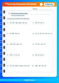 Factoring Polynomials Worksheets