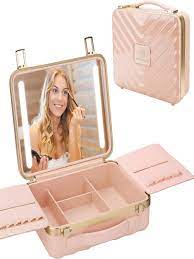 makeup train cases with lighted mirror