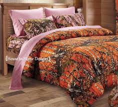 4pc Twin Girls Orange Camo Comforter