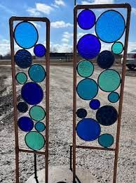 Stained Glass Lawn Garden Stakes Blue