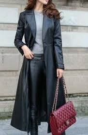 Buy Women Black Leather Trench Coat
