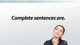 Complete Sentence Examples Definition Video Lesson Transcript