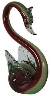 Green Murano Glass Swan Goose Italy