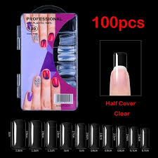 100pcs clear nail tips half cover