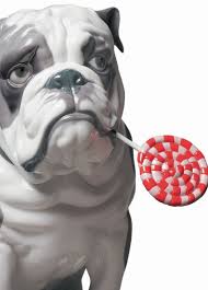 bulldog with lollipop dog figurine