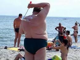 Image result for fat guy on beach