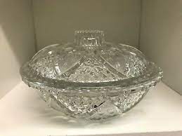 pasari clear cut glass candy dish with