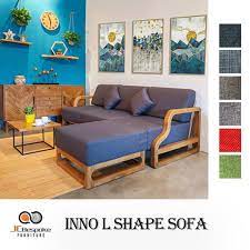 inno l shaped solid teak wood sofa set