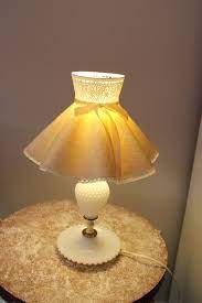 Milk Glass Hobnail Lamp Bedside Dresser