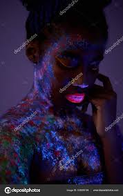 fluorescent paint makeup posing