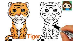 how to draw a tiger easy cute cartoon