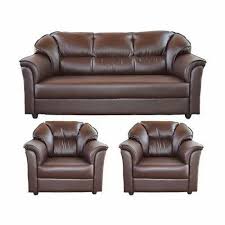 brown leather sofa set at rs 54000 set