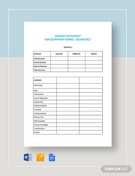 Quarterly Income Statement Template Word Google Docs