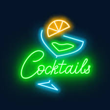 Vector Neon Lettering Cocktails