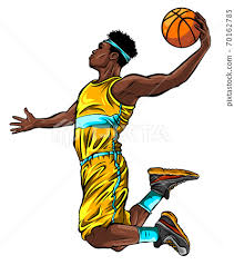 cartoon basketball player is moving