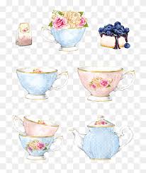 pink and blue ceramic tea cups collage