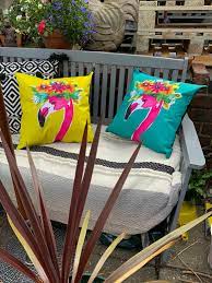 Yellow Flamingo Cushion Cover Outdoor