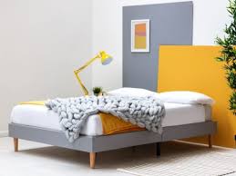 Double Grey Fabric Platform Bed Frame