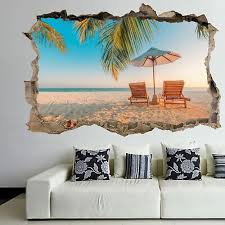 Exotic Tropical Beach Wall Art Sticker
