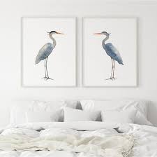 Heron Wall Art Lake Bird Art Print