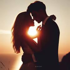 dp pic couple embraced in sunset love