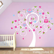 Twirly Owl And Heart Tree Wall Decals