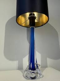 Vintage Blue Glass Table Lamp By Paul