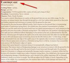 It's a quick, simple rule, that makes falling damage in 5e a lot more realistic, and which can be implemented without changing too much. Earthquake 5e Spell In Dnd D D 5e Character Sheets