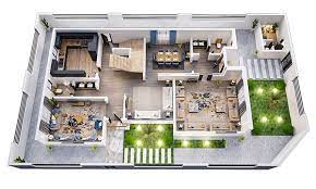Villa 3d Floor Plans On Behance Sims