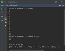 python program to insert an element in