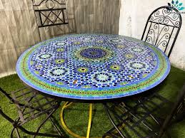 Mosaic Table Round For Outdoor And