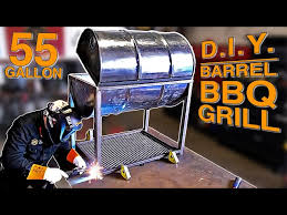 bbq grill made with a 55 gallon barrel