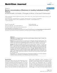 Serum concentration of Selenium in healthy individuals living in Tehran –  topic of research paper in Veterinary science. Download scholarly article  PDF and read for free on CyberLeninka open science hub.