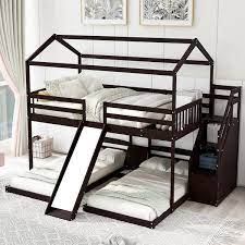 anbazar espresso wood triple bunk bed