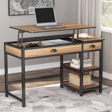 Uplift desk has wirecutters best standing desk. 47 Inch Lift Top Computer Desk With Drawers And Shelves Height Adjustable Standing Desk Overstock 32027524