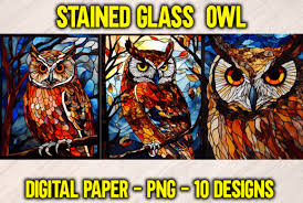 Stained Glass Owl Background Graphic By