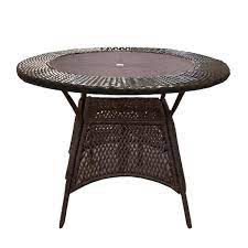Brown Round Wicker Outdoor Patio Table