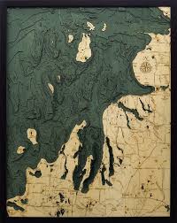 Northwest Lower Michigan 3 D Nautical Wood Chart Large