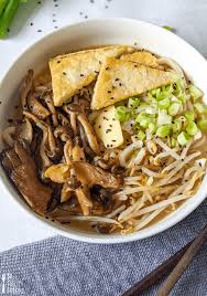vegan mushroom udon noodle bowl by
