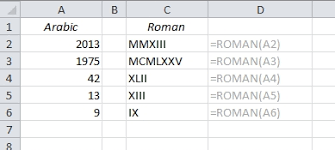 Use Excel To Convert Arabic Numbers To Roman And Back Easy