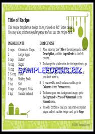 Recipe Card Multiple Columns Docx Pdf Free 1 Pages