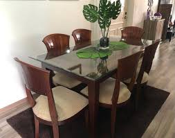 6 Seaters Wooden Dining Table Set