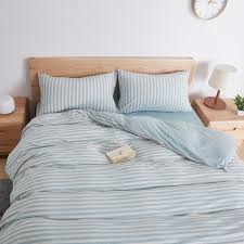 korean style bedding set blue stripes