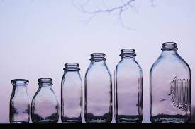 Glass Milk Bottles Bucket