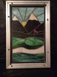 beautiful stained glass golf scene