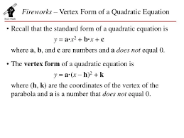 Ppt Fireworks Vertex Form Of A